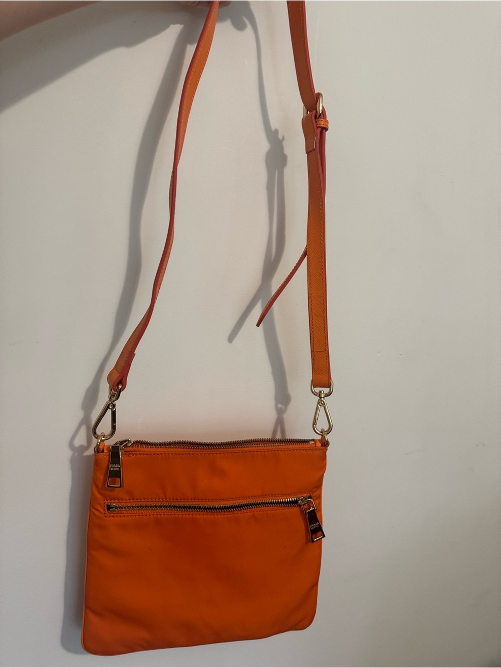 Prada Orange Nylon Crossbody with Stripe Accents - Picture 2 of 2
